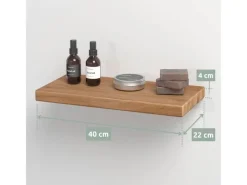 holz4home Wandregal Set 70cm und 40cm Eiche Massiv 2 Teilig Natur ohne Baumkante