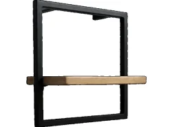 holz4home Schweberegale^Wandregal Small Schwarz Gerahmt Industrial Style ohne Baumkante Hellgrau