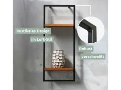 holz4home Schweberegale^Wandregal High in Schwarz Gerahmt von Natur ohne Baumkante