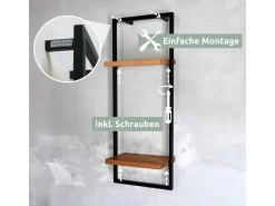 holz4home Schweberegale^Wandregal High in Schwarz Gerahmt von Natur ohne Baumkante