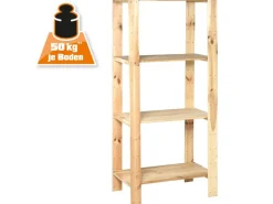 Kellerregale^Holz-Schwerlast-Schraubregal FSC® 174 cm x 80 cm x 50 cm Naur