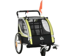 HOMCOM Insektenschutz^2 in 1 Kinderfahrradanhänger mit Mesh-Tür