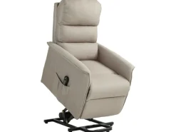 HOMCOM Sessel^Aufstehsessel Polyester Stahl Beige 66L x 90B x 96H cm