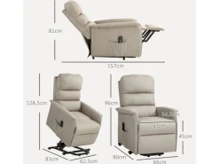 HOMCOM Sessel^Aufstehsessel Polyester Stahl Beige 66L x 90B x 96H cm