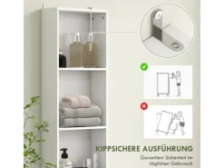 HOMCOM Regal Weiß^Badezimmerschrank Spanplatte 35L x 30,5B x 179H cm Weiß