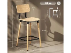 HOMCOM Hocker^Barhocker 2er Set Barstuhl für Küche Wohnzimmer Esszimmer