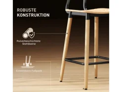 HOMCOM Hocker^Barhocker 2er Set Barstuhl für Küche Wohnzimmer Esszimmer