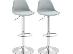 HOMCOM Barhocker mit Stahlgestell Kunstleder Grau 38L x 42B x 82-104H cm