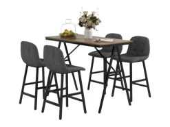 HOMCOM Bartisch mit Barhocker Set 5-Teilige Stahl 120 x 60 x 91 cm