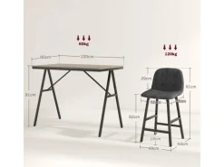 HOMCOM Bartisch mit Barhocker Set 5-Teilige Stahl 120 x 60 x 91 cm