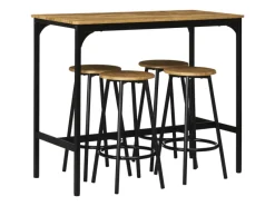 HOMCOM Möbelserien^Bartisch mit Barhocker Set 5-tlg. im Industriedesign Rustikal-Braun