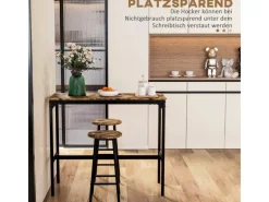 HOMCOM Möbelserien^Bartisch-Set 3-Teilig im Industriedesign Stahl Rustikal-Braun