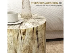 HOMCOM Beistelltisch im Baumstumpf-Design Rund für Wohnzimmer Garten Natur