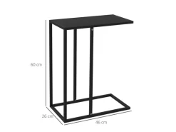 HOMCOM Beistelltisch Laptoptisch mit Stahlgestell Schwarz 46 x 26 x 60 cm