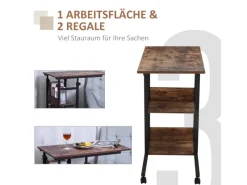 HOMCOM Tische^Beistelltisch mit Rollen Höhenverstellbar 80x40x72-82 cm