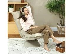 HOMCOM Sessel^Bodenstuhl 360° Drehbar Bodensessel mit 5-Fach 70L x 62B x 95H cm