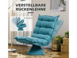 HOMCOM Sessel^Bodenstuhl mit Verstellbarer Rückenlehne Drehbar mit Sockel