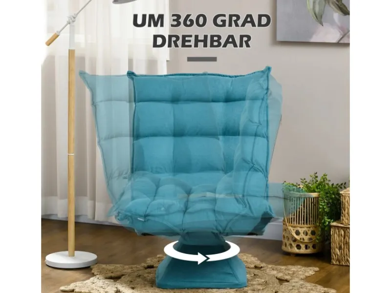 HOMCOM Sessel^Bodenstuhl mit Verstellbarer Rückenlehne Drehbar mit Sockel