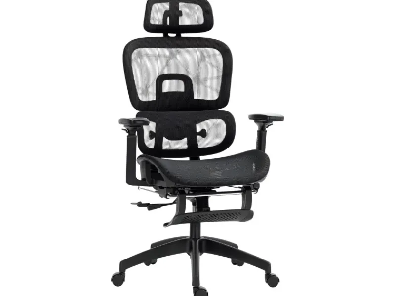 HOMCOM Bürostuhl mit Armlehne Polyester Schwarz 66L x 64B x 114-122H cm