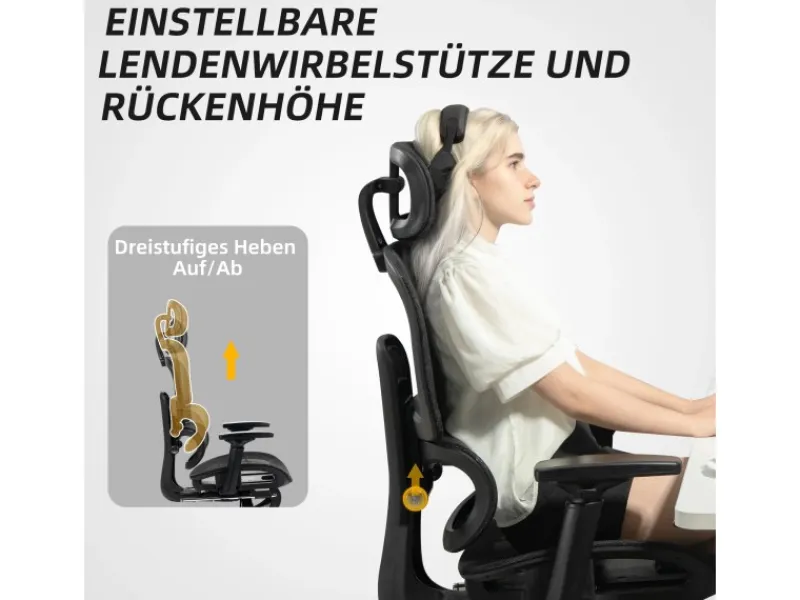 HOMCOM Bürostuhl mit Armlehne Polyester Schwarz 66L x 64B x 114-122H cm