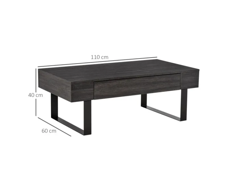 HOMCOM Couchtisch Spanplatte Eisen Dunkelgrau 110B x 60T x 40H cm