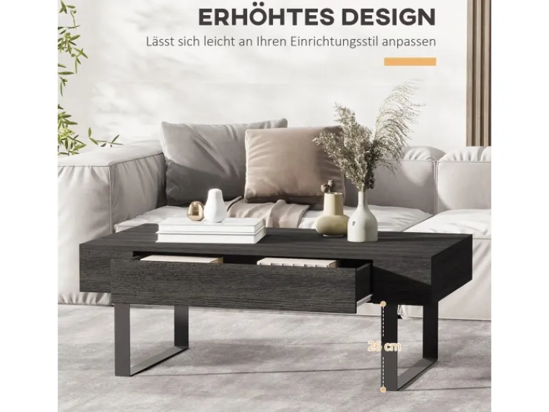 HOMCOM Couchtisch Spanplatte Eisen Dunkelgrau 110B x 60T x 40H cm