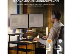 HOMCOM Eckschreibtisch Spanplatte Metall Schwarz 137L x 140B x 139,5H cm