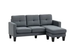 HOMCOM Sofas^Ecksofa Polyester Schaumstoff 186L x 130B x 84H cm Dunkelgrau