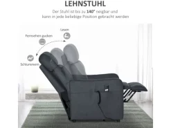 HOMCOM Elektrischer Liftstuhl Polyesterstoff Stahl Grau 71L x 94B x 104H cm