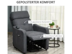 HOMCOM Elektrischer Liftstuhl Polyesterstoff Stahl Grau 71L x 94B x 104H cm