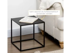 HOMCOM 2er-Set Couchtisch Eckiger aus Stahlgestell bis 10 kg Belastbar Schwarz