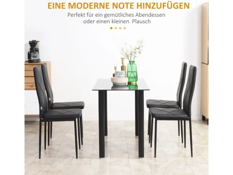 HOMCOM 4er-Set Küchenstuhl mit Stahlbeine