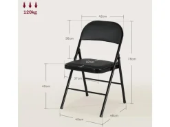 HOMCOM Kissen|Stühle^4er-Set Klappstühle Tragbar mit Kissen Stahlbeine Kunstleder