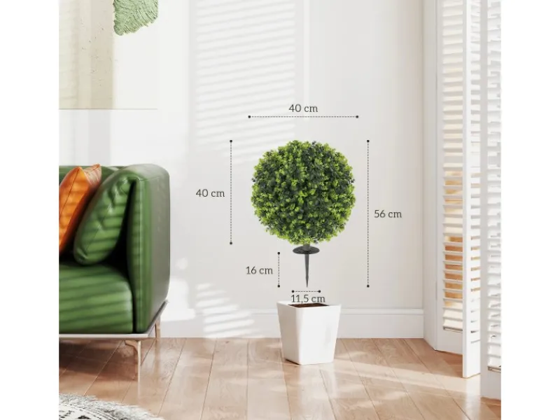 HOMCOM 2er-Set Künstlicher Buchsbaumkugeln 56 cm Kunstpflanze