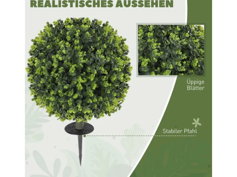HOMCOM 2er-Set Künstlicher Buchsbaumkugeln 56 cm Kunstpflanze
