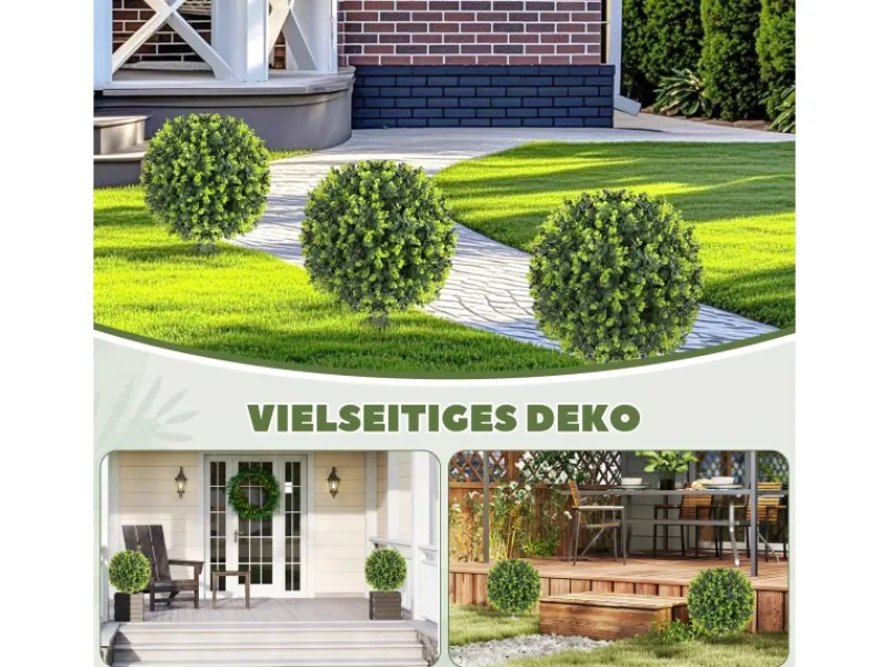 HOMCOM 2er-Set Künstlicher Buchsbaumkugeln 56 cm Kunstpflanze