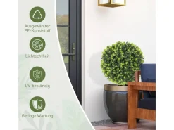HOMCOM 2er-Set Künstlicher Buchsbaumkugeln 56 cm Kunstpflanze