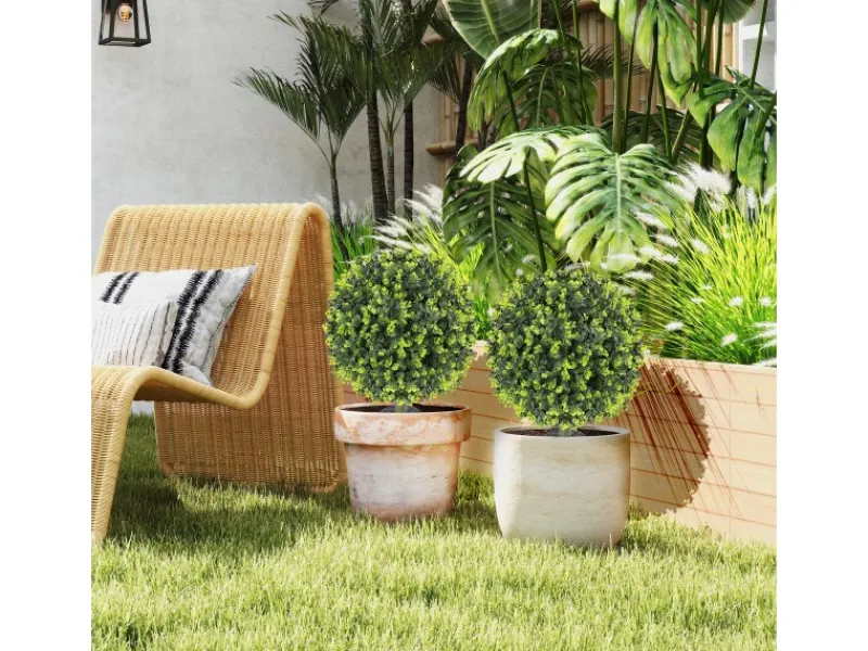 HOMCOM 2er-Set Künstlicher Buchsbaumkugeln 56 cm Kunstpflanze