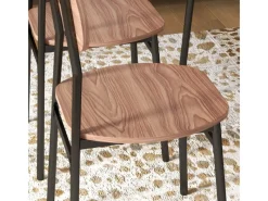 HOMCOM Essgruppe mit 4 Stühlen MDF Stahl Teak 110L x 70B x 75H cm