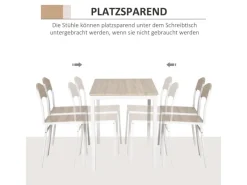 HOMCOM Essgruppe mit 4 Stühlen MDF Metall Hellgrau L100 x B63 x H76,5 cm
