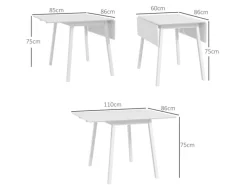 HOMCOM Esstisch für 2-4 Personen Kiefernholz Weiß 110L x 86B x 75H cm