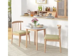 HOMCOM Esstisch Rund für 2 Personen mit Landhaus-Stil Ø75 x 76 cm Weiß