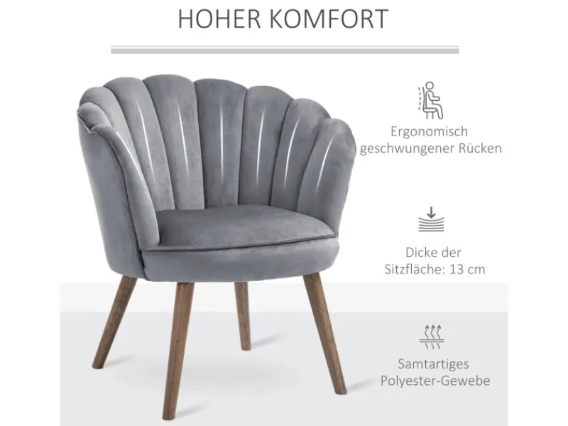 HOMCOM Esszimmerstuhl mit Weichem Sitzkissen 66 x 66 x 78,5 cm