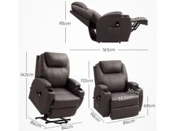 HOMCOM Sessel^Fernsehsessel mit Aufstehhilfe Kunstleder Schaumstoff Kaffee-Braun