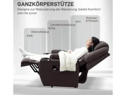 HOMCOM Sessel^Fernsehsessel mit Aufstehhilfe Kunstleder Schaumstoff Kaffee-Braun