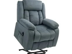 HOMCOM Sessel^Fernsehsessel mit Aufstehhilfe Polyester Stahl Grau 92B x 94T x 105H cm