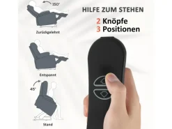 HOMCOM Sessel^Fernsehsessel mit Aufstehhilfe Polyester Stahl Grau 92B x 94T x 105H cm