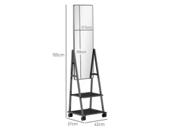 HOMCOM Ganzkörperspiegel Stahl Spanplatte Schwarz 42L x 37B x 155H cm