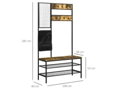 HOMCOM Garderobenständer mit Sitzbank für Eingangsbereich Flur Rustikal-Braun