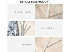 HOMCOM Garderobenständer mit 8 Haken Ablage Metall Weiß 45 x 45 x 180 cm